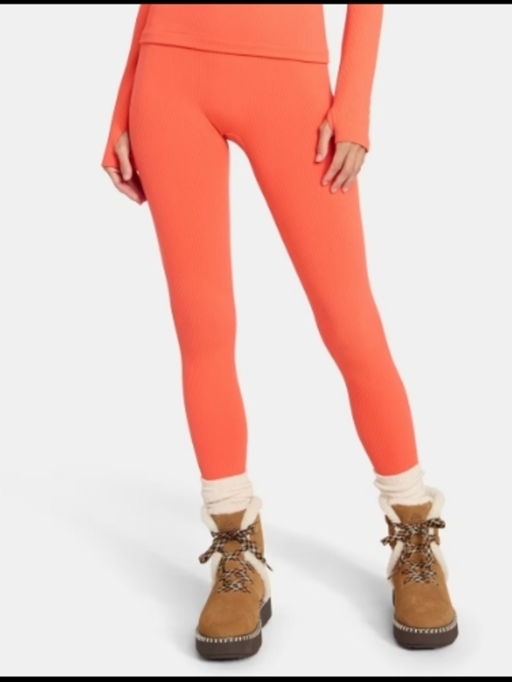 Ozark Trail Orange Ribbed High-Rise Warmer Stretch Leggings Size Small NWT
